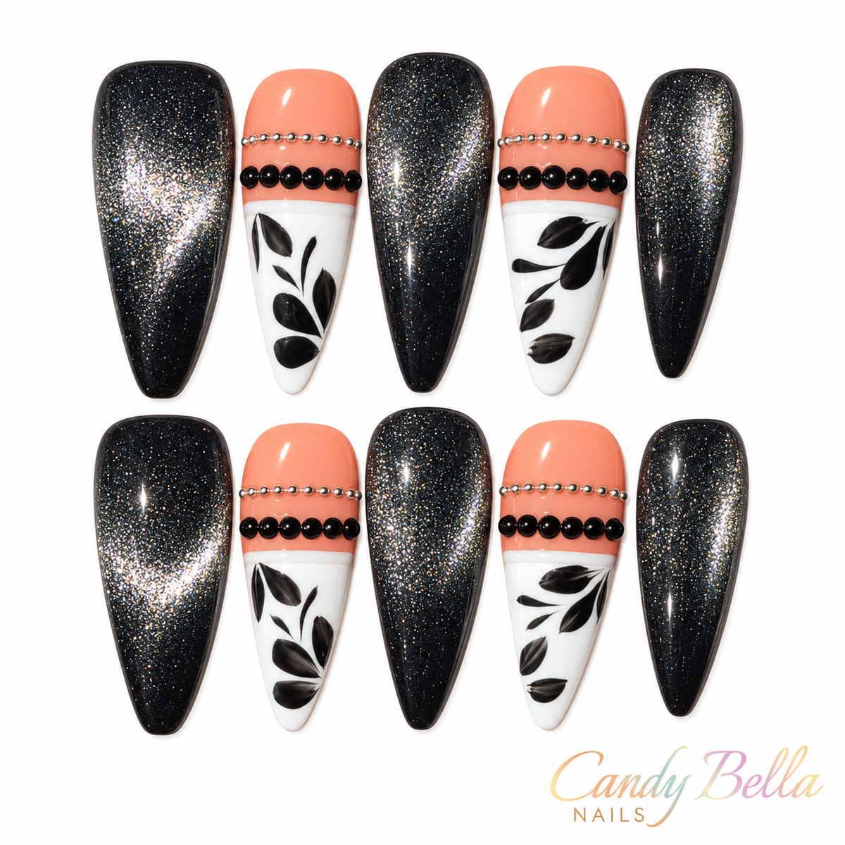 Black/white/silver stiletto