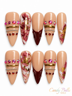Burgundy/gold/nude Stiletto