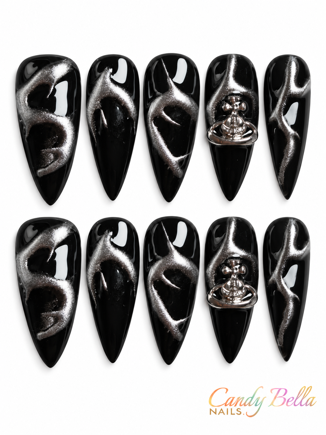 Black/silver stiletto