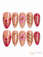 Pink flower design almond