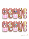 Pink/nude/rhinestone square