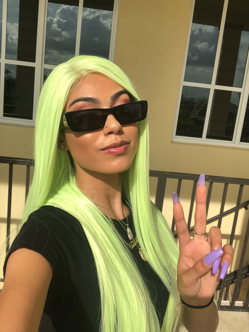 Neon Human Hair blend  lace front wig